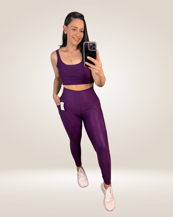 CONJUNTO LEGGING BOLSOS -ROXO