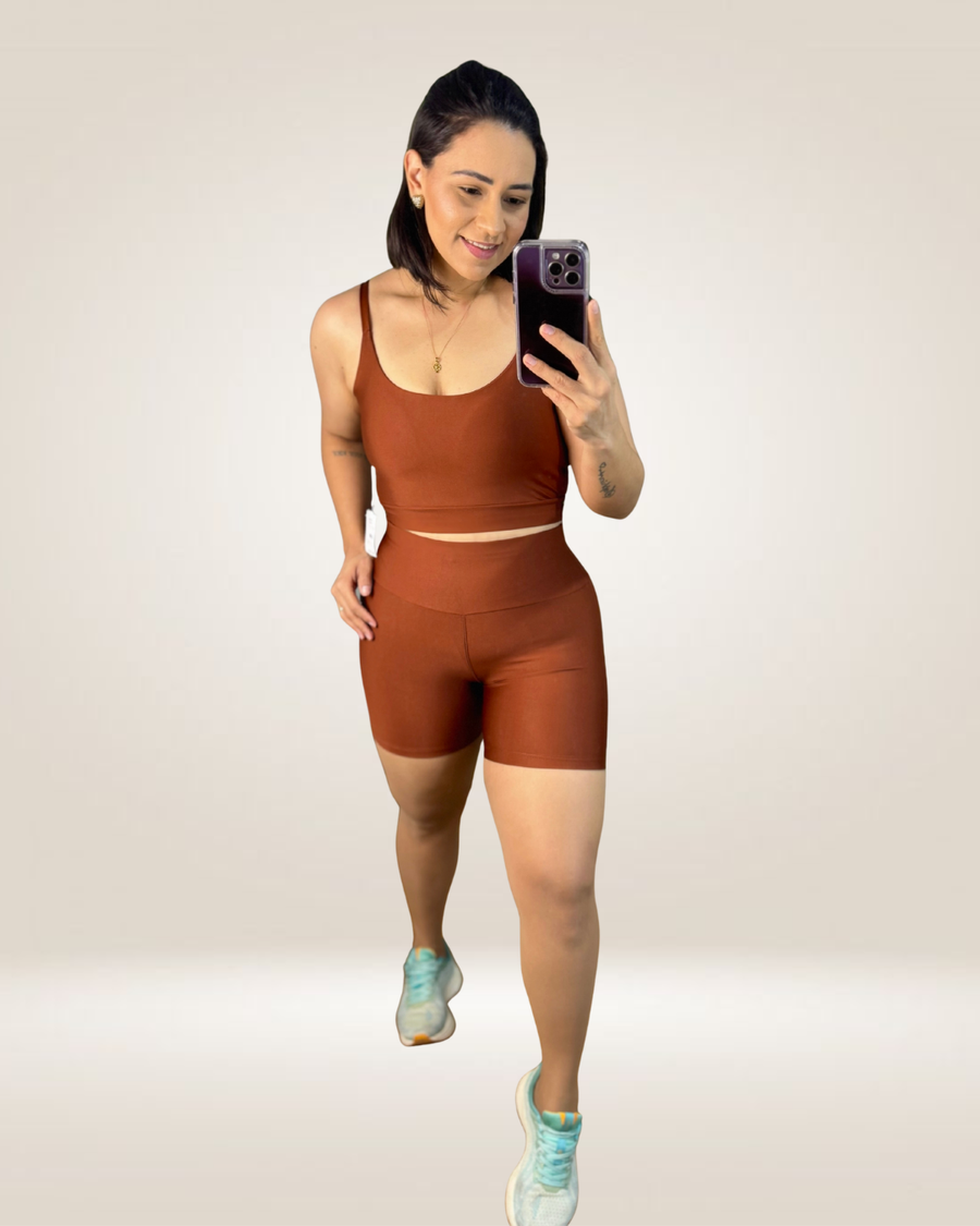 CONJUNTO SHORT UP - MARROM