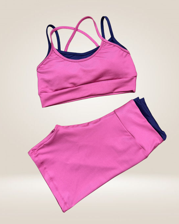 CONJUNTO SHORT LÍRIO - ROSÊ / MARINHO