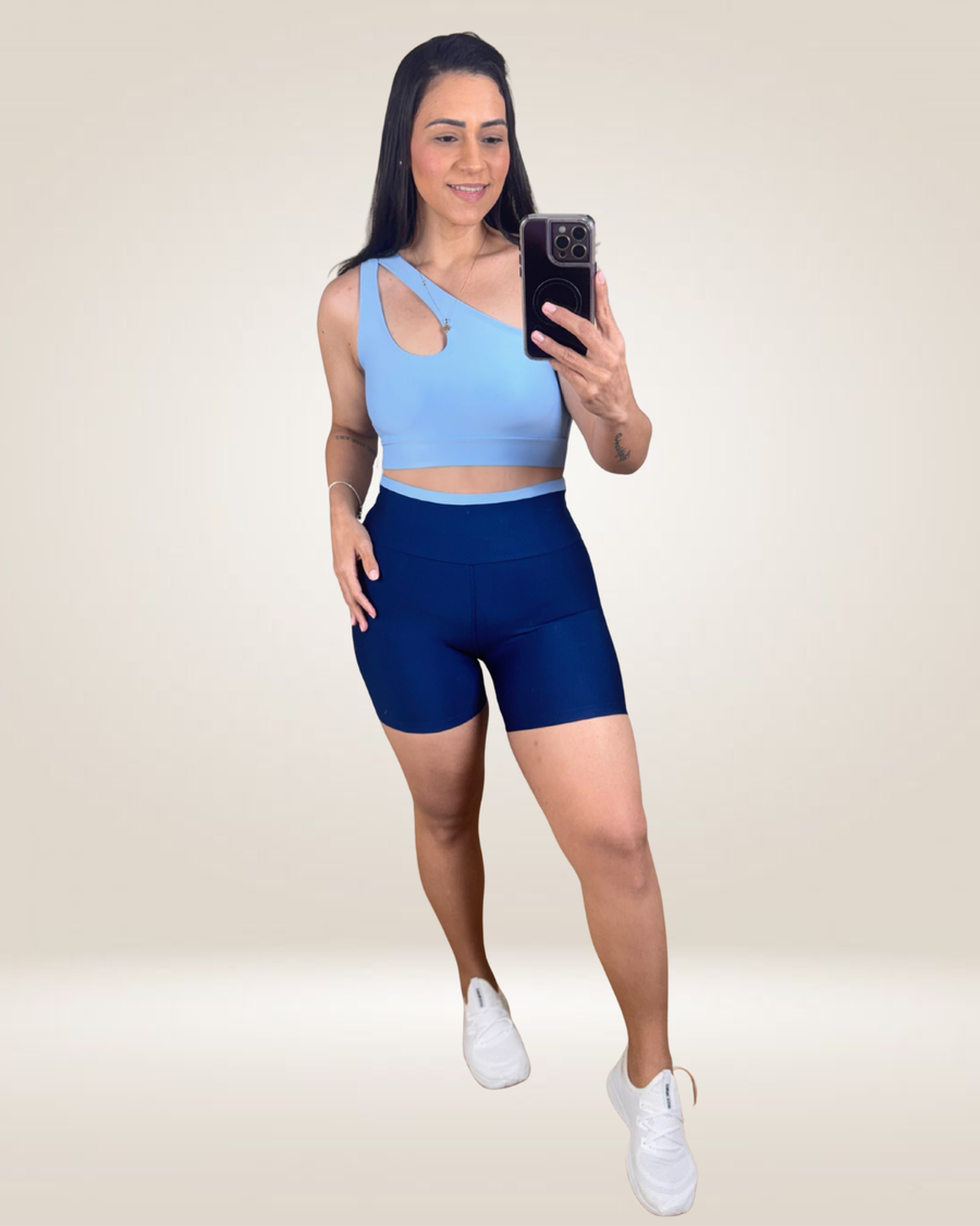 CONJUNTO SHORT GOTA - AZUL MARINHO/AZUL BEBÊ