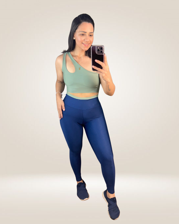 CONJUNTO LEGGING GOTA - AZUL MARINHO / PISTACHE