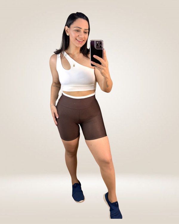 CONJUNTO SHORT GOTA - CAFÉ/OFF