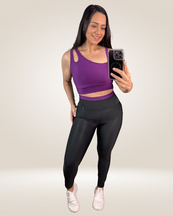 CONJUNTO LEGGING GOTA - PRETO/ROXO