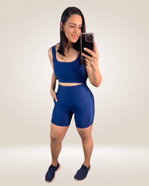 CONJUNTO SHORT UP BOLSOS - AZUL MARINHO