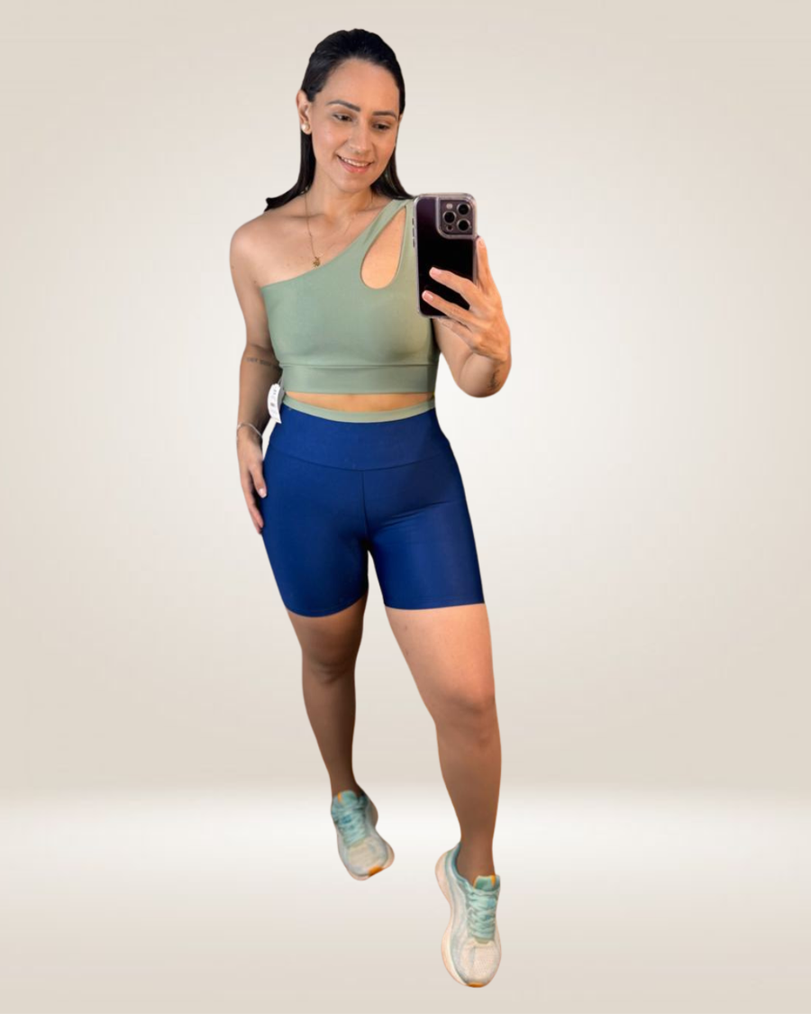 CONJUNTO SHORT GOTA - AZUL MARINHO/PISTACHE