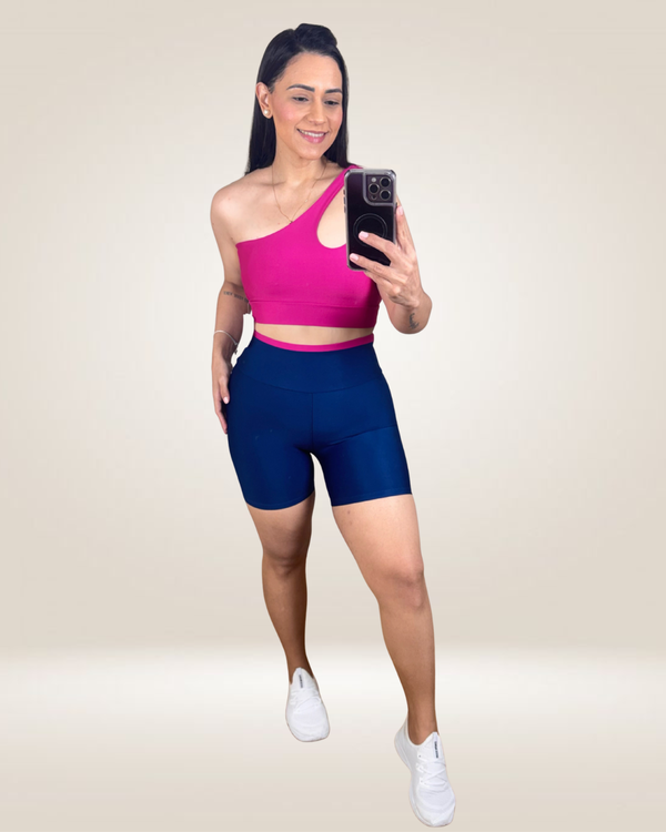 CONJUNTO SHORT GOTA - AZUL MARINHO/PINK