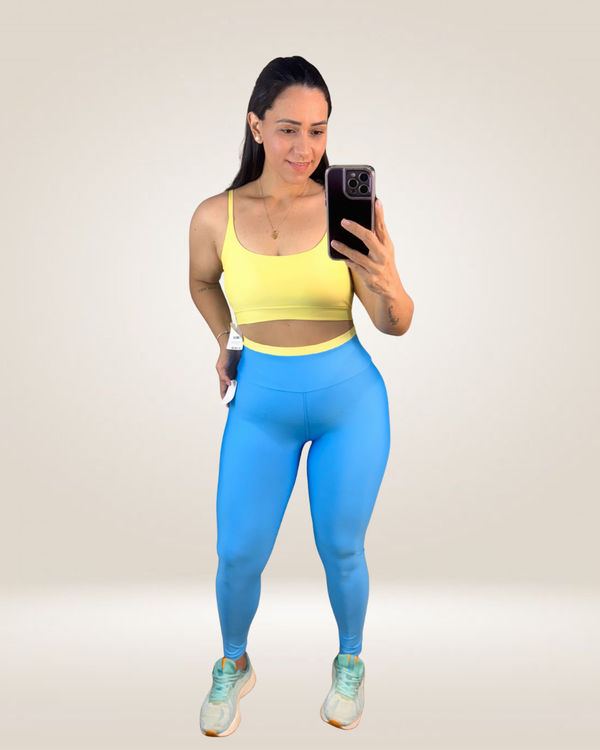 CONJUNTO LEGGING UP BICOLOR - AZUL BB / AMARELO