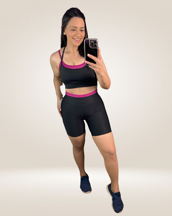 CONJUNTO SHORT LÍRIO - PRETO / CHERRY