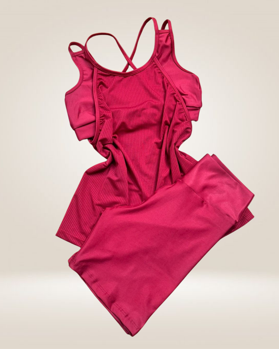 CONJUNTO SHORT 3 PEÇAS - CEREJA